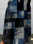 Multicolor Block Loose Linen Blend Casual Skirt