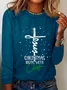 Christmas Begins With Christ Snowman Print Casual Long Sleeve Shirt
