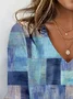 Geometric Print Long Sleeve V-Neck T-shirt