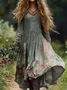 Floral Print Long Sleeve V-neck Dress