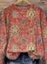 Ethnic Casual Loose Crew Neck Sweatshirt