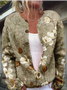 Loose 3D Printing Knitted Ethnic Cardigan