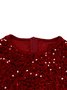 Women's Long Sleeve Spring/Fall Champagne Geometric Crew Neck Holiday Going Out Elegant Maxi A-Line Dress