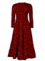 Women's Long Sleeve Spring/Fall Champagne Geometric Crew Neck Holiday Going Out Elegant Maxi A-Line Dress