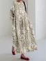 Cottage Floral Embroidered Lace Linen Blend Maxi Dress