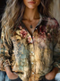 Vintage Shawl Collar Pop Art Print Loose Shirt