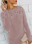 V Neck Casual Plain Yarn/Wool Yarn Sweater