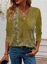 Ethnic Print Long Sleeve V-Neck T-shirt