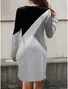 Women's Polyester Stripe Crew Neck Mini Dress Fall Winter