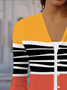 Striped Print Long Sleeve Shawl Jacket
