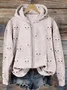 Cute Cat Face Pattern Zip Up Comfy Hoodie