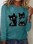 Cat Print Casual T-Shirt