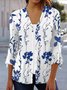 Floral Print Long Sleeve Shawl Jacket