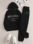 Italian Theme Women's Casual Sweatshirt and Pants Set