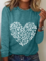 Valentine's Day Floral Heart Casual Long Sleeve Shirt