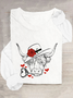 Highland Cow Valentines Day Casual Long Sleeve Shirt