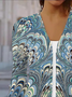 Geometric Print Long Sleeve Shawl Jacket