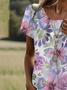 Floral Print Short Sleeve Crew Neck Dress