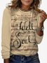 Casual Crew Neck Music T-Shirt