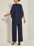 Plain Elegant Crew Neck Loose Urban Two-Piece Set