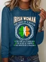 Irish Woman Fire Of A Lioness Heart Of A Hippie - Funny St Patrick's Day Casual Long Sleeve Shirt