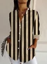 Women's Long Sleeve Shirt Spring/Fall As Picture Striped Shirt Collar Daily Going Out Casual Top