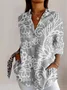 Retro dark floral print long sleeved shirt