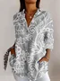 Retro dark floral print long sleeved shirt