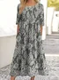 Lace floral casual mid sleeve dress