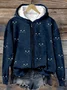 Cute Cat Face Pattern Zip Up Comfy Hoodie