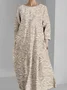 Crew Neck 3D Printing Vintage Dress With No