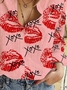 Women's XOXO Valentine's Day Printed Casual Long Sleeve Shirt