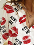 Women's Kiss Me Valentine's Day Printed Casual Long-Sleeved Shirt