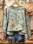 Women's Floral Spring Casual Print Long Sleeve Crew Neck Sweatshirt