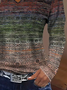Women's Striped Floral Casual Print Long Sleeve V-Neck T-Shirt