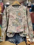 Women's Spring Floral Casual Print Crew Neck Long Sleeve Sweatshirt
