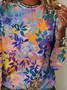 Women's Vintage Art Floral Print Crew Neck T-Shirt