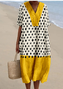 Boho Multicolor Block Loose V Neck Dress With No