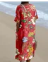 Vintage Cotton-Blend Ethnic Geometry Dress With No