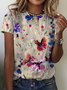 Women's Art Floral Print Short Sleeve T-Shirt