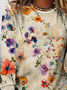 Women's Vintage Art Floral Print Crew Neck T-Shirt