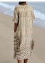Striped Cotton-Blend Casual Dress With No