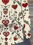 Women's Flower Love Valentine's Day Casual Spring and Autumn Tops and Pants Two-piece Set