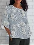 3D Printing Vintage Loose Crew Neck T-Shirt
