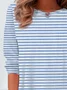 Women's Stripe Print Casual Crew Neck Tunic T-Shirt