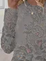 Women's Long Sleeve T-shirt Spring/Fall Gray Floral Printing Jersey Crew Neck Daily Going Out Casual Top