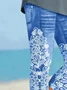 Women's Faux Denim Floral Spring Print Casual Fashion Leggings