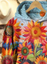 Women's Spring Floral Sunflower Casual Hooded Sweatshirt