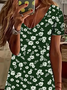 Women's Floral Spring Print Casual V-Neck Short Sleeve Dress