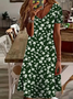 Women's Floral Spring Print Casual V-Neck Short Sleeve Dress